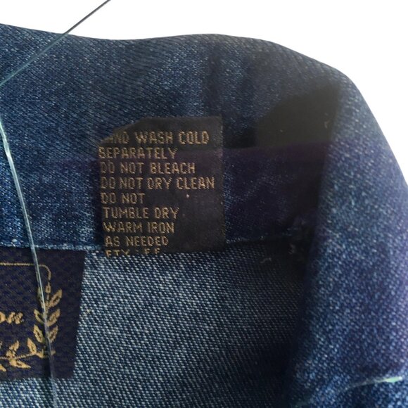 New Direction Denim Blazer Womens Small Blue Floral Embroidered Jacket Boho - Picture 9 of 13